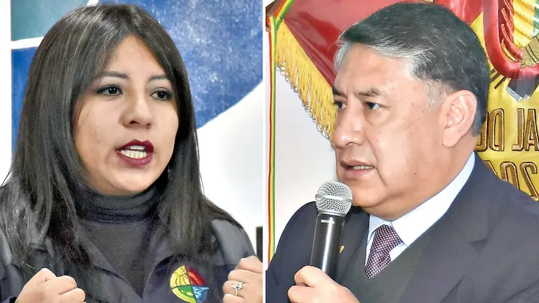La Defensora del Pueblo, Nadia Cruz, y el Fiscal General del Estado, Juan Lanchipa. ARCHIVO