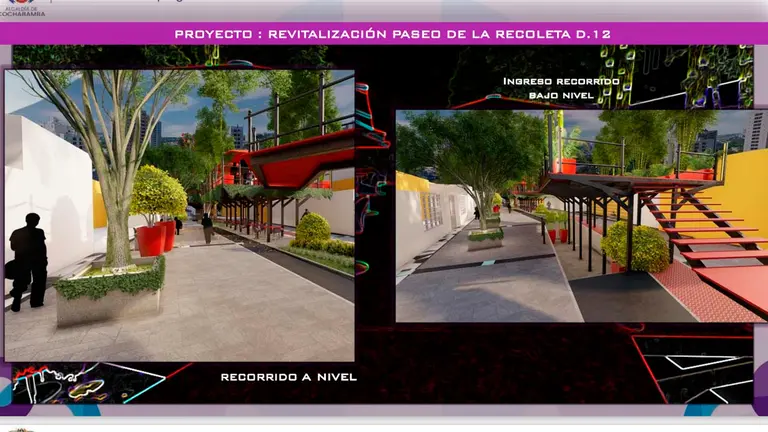 Proyecto revitalizaci&oacute;n paseo de la Recoleta. CORTES&Iacute;A