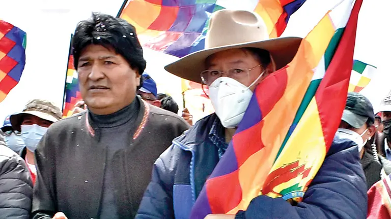 El presidente, Luis Arce y el líder del MAS, Evo Morales. APG