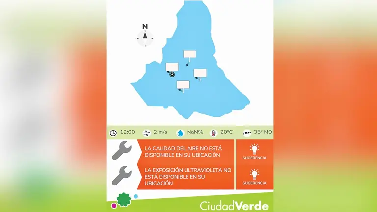 Captura de la aplicación que no está funcionando.