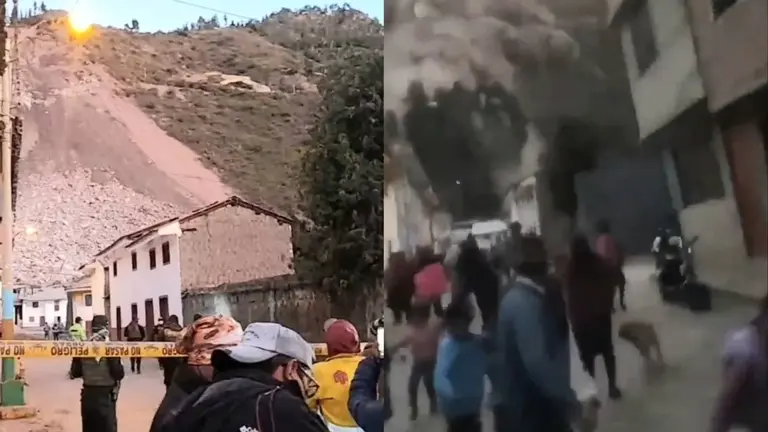 Im&aacute;genes de Chav&iacute;n de Hu&aacute;ntar, al calor del derrumbe del cerro.