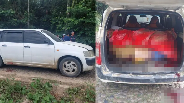La escena del crimen en la que fueron hallados tres cuerpos en el Tr&oacute;pico.