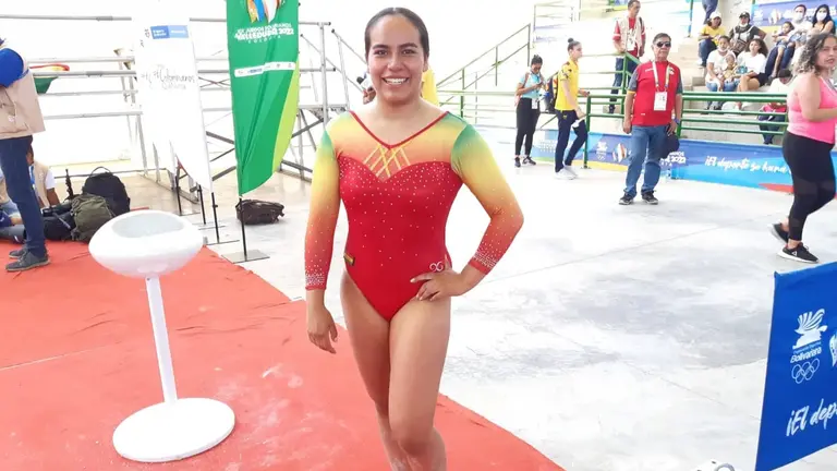 La gimnasta boliviana Mariana Espejo, en Valledupar 2022. COB