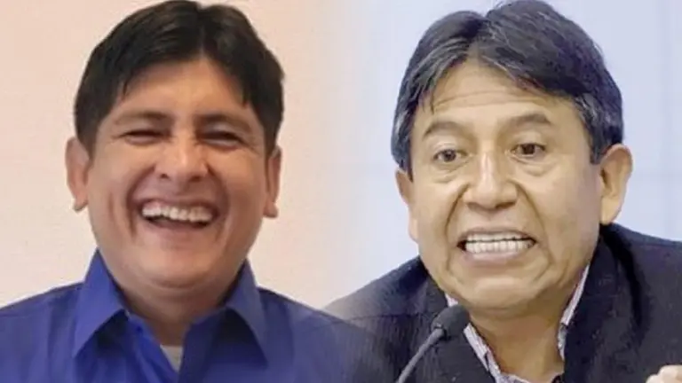 El diputado Rolando Cu&eacute;llar (i) y el vicepresidente David Choquehuanca.