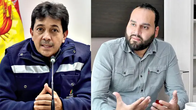 El exministro Víctor Hugo Zamora y el presidente de YPFB Herland Soliz. ARCHIVO