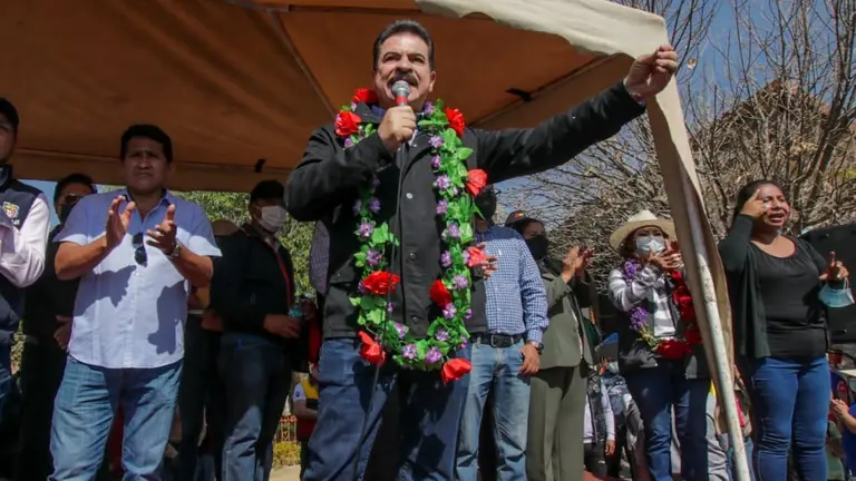 El alcalde de Cochabamba, Manfred Reyes Villa, durante un acto el fin de semana. ALCALD&Iacute;A DE COCHABAMBA