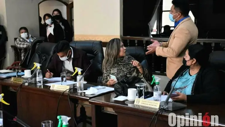 La concejal Silvia Soliz (c), en la sesi&oacute;n del &Oacute;rgano Deliberante. NO&Eacute; PORTUGAL