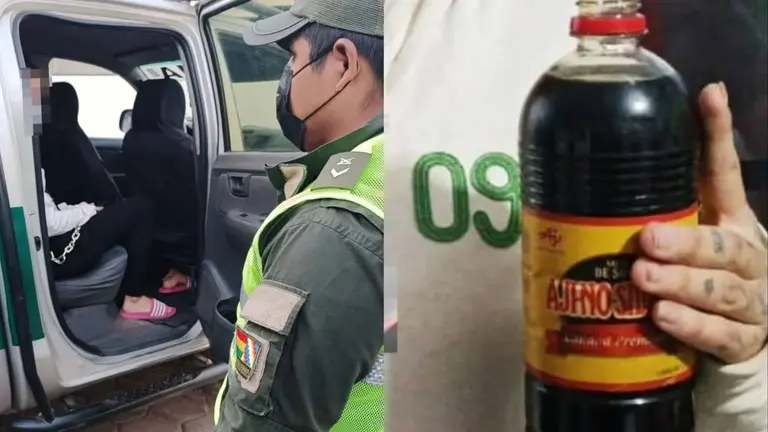 La mujer, arrestada por la Polic&iacute;a, tras intentar introducir fernet a Palmasola. CLAVE 300.1