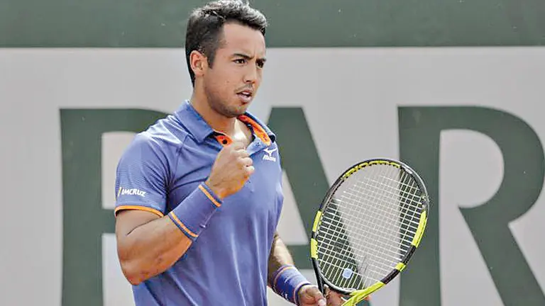 Hugo Dellien celebra un triunfo en un torneo oficial. HUGO DELLIEN