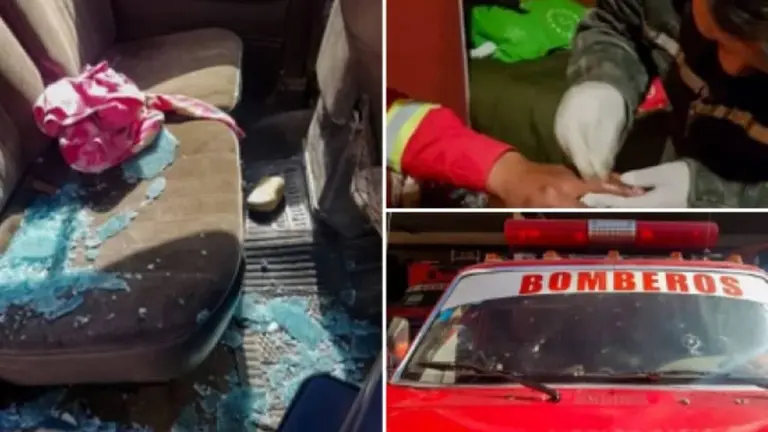 Las im&aacute;genes que evidencian el da&ntilde;o que sufrieron los motorizados de Bomberos Antofagasta, en La Paz. OX&Iacute;GENO.BO
