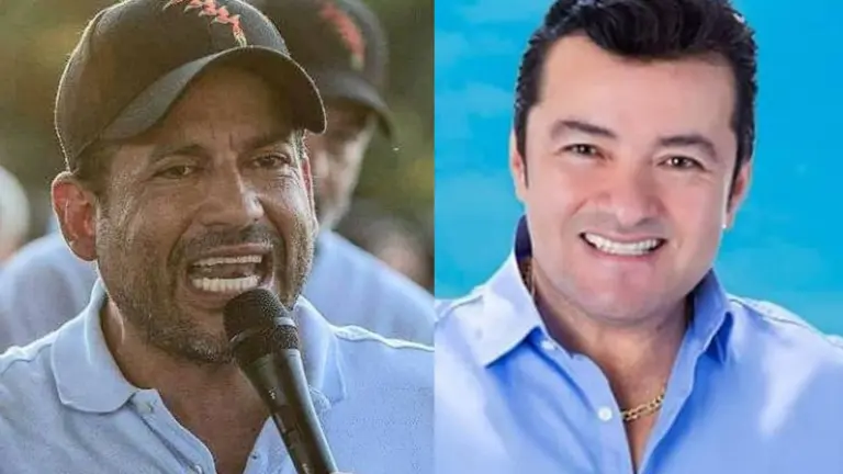 Del lado izquierdo, el gobernador Luis Fernando Camacho. Del derecho, el alcalde Jhonny Fern&aacute;ndez. ARCHIVO