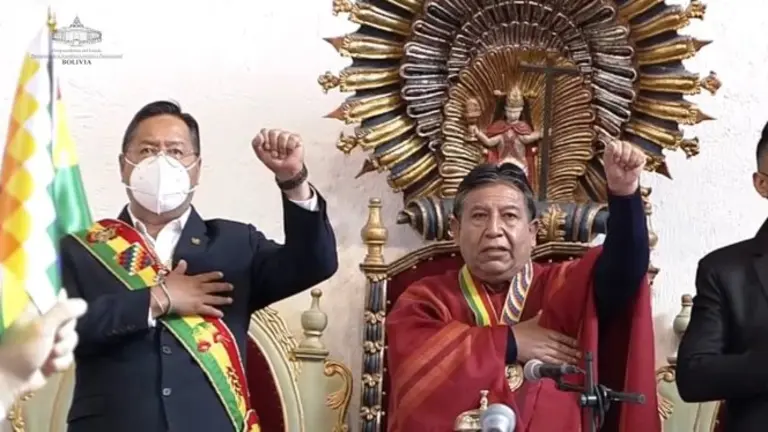 El presidente Luis Arce y vicepresidente David Choquehuanca. SENADO DE BOLIVIA