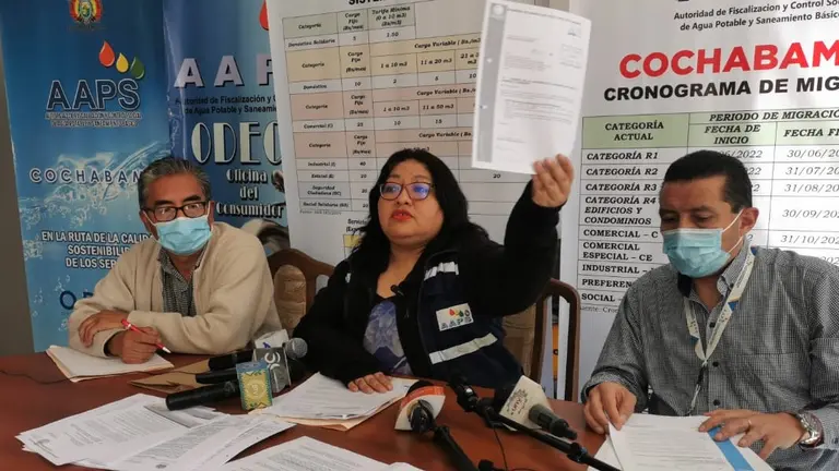 La directora Ejecutiva a.i. de la AAPS, Karina Ordo&ntilde;ez S&aacute;nchez (centro), este 17 de agosto. MELISSA REVOLLO