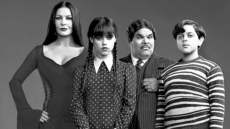 Imagen promocional del elenco que representa a la nueva familia Addams. VANITY FAIR