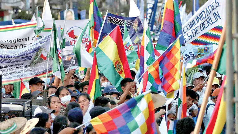 Imagen referencial de una marcha en apoyo al MAS. APG