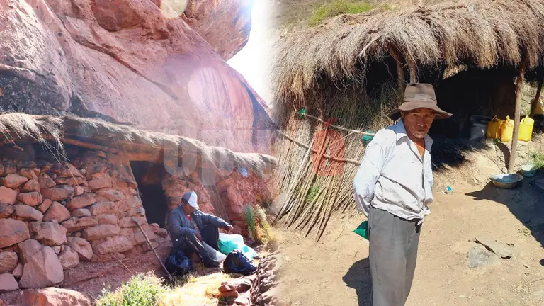 Adultos mayores en la miseria: uno vive en una cueva, 2 hermanos subsisten en casa de paja. / LUIS MAMANI
