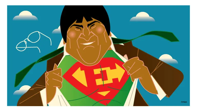 La ilustraci&oacute;n que le dedic&oacute; Costhanzo a Evo. COSTHANZO