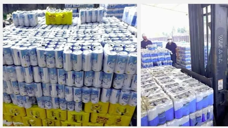 Parte de las latas de cervea que la Aduana Nacional comis&oacute; en las fronteras de Brsil y Argentina. ADUANA