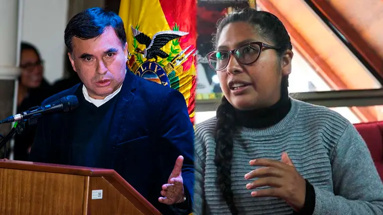 El exministro de la presidencia Juan Ram&oacute;n Quintana (i), la acaldesa de El Alto, Eva Copa.