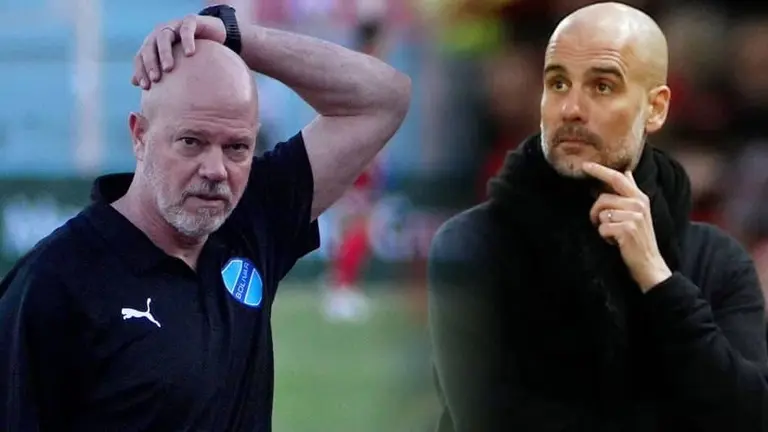 Carlos Zago, DT de Bol&iacute;var (i). Del otro lado, el estratega espa&ntilde;ol Pep Guardiola. OPINI&Oacute;N