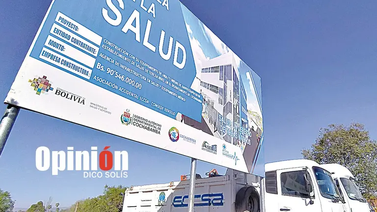 El letrero instalado en mayo de este año, cuando se anunciaba el inicio de obras.         DICO SOLÍS