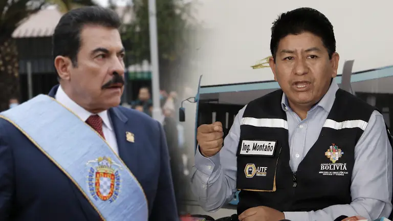 Manfred Reyes Villa, alcalde de Cochabamba y Edgar Monta&ntilde;o, ministro de Obras P&uacute;blicas./ APG