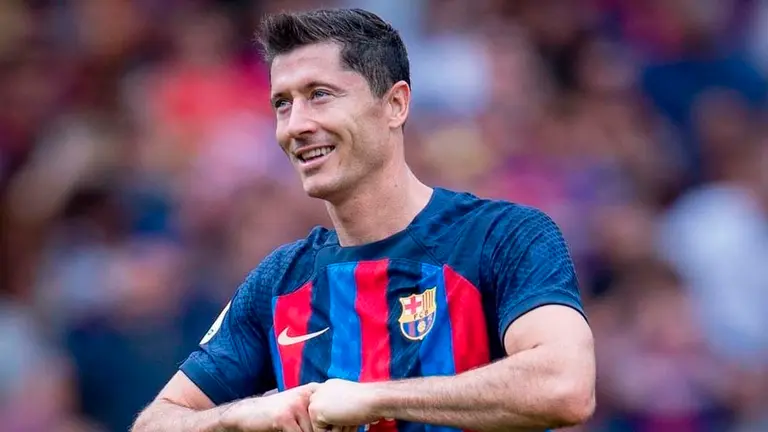 Robert Lewandowski festeja una conquista con la casaca blaugrana. INSTAGRAM FC BARCELONA