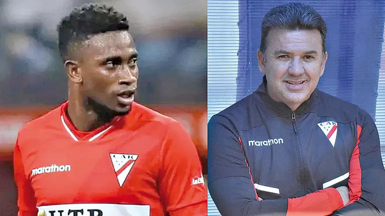 El jugador Jonathan Borja y el DT Julio C&eacute;sar Baldivieso. DE GOL A GOL y APG
