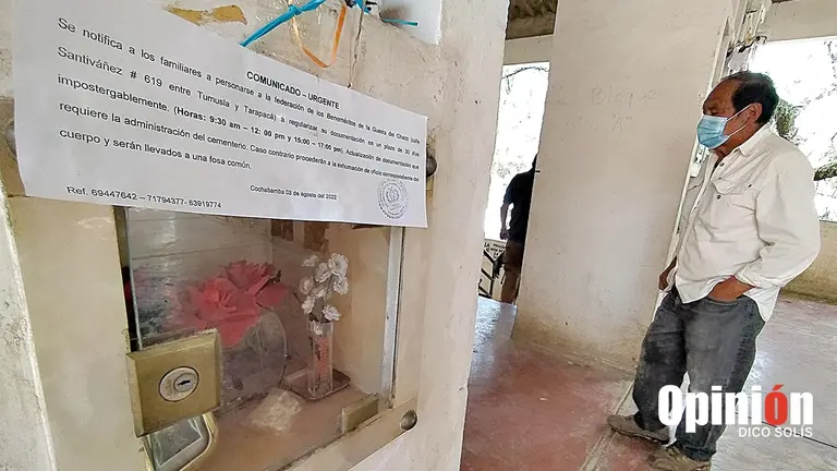 Una notificaci&oacute;n en un nicho del sector de benem&eacute;ritos. DICO SOL&Iacute;S