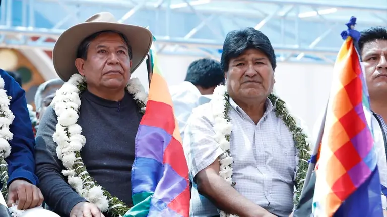 El vicepresidente David Choquehuanca, el l&iacute;der del MAS, Evo Morales. APG
