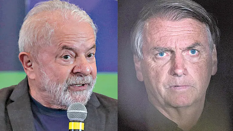 El candidato Luiz Inácio Lula da Silva (i) y el presidente Jair Bolsonaro. EFE