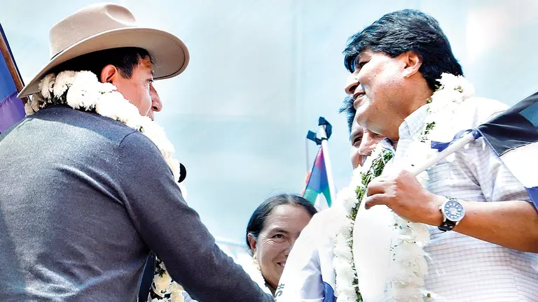 El vicepresidente David Choquehuanca y el expresidente Evo Morales. APG