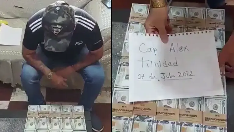 El sujeto que exhib&iacute;a una cuantiosa cantidad de dinero mediante videos.