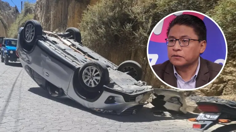 El auto en el que iba el ministro Iv&aacute;n Lima. MONTAJE DE OPINI&Oacute;N