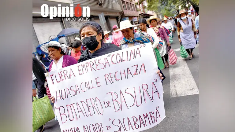 La movilizaci&oacute;n de pobladores del Valle Alto, este 18 de octubre. DICO SOL&Iacute;S