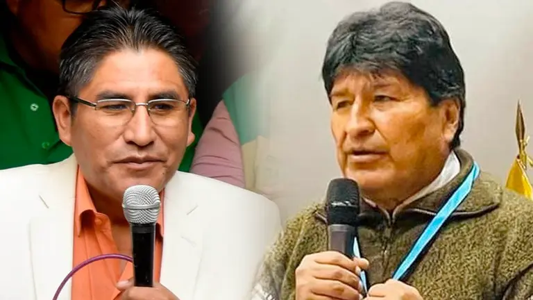 F&eacute;lix Patzi y Evo Morales. Comp OPINI&Oacute;N