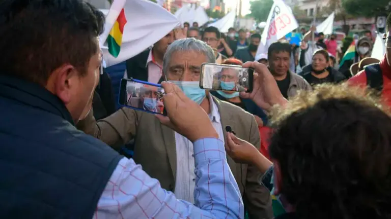 Arias en la marcha de este mi&eacute;rcoles. Foto: GAMLP.