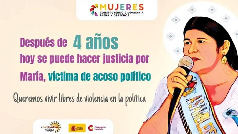 Elaboran afiche en búsqueda de justicia para la exasambleísta, víctima de acoso y violencia política. COORDINADORA DE LA MUJER
