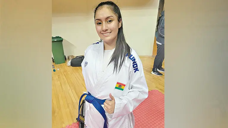 La karateca Isabel Plata, durante el Mundial. &Aacute;LVARO ARNEZ