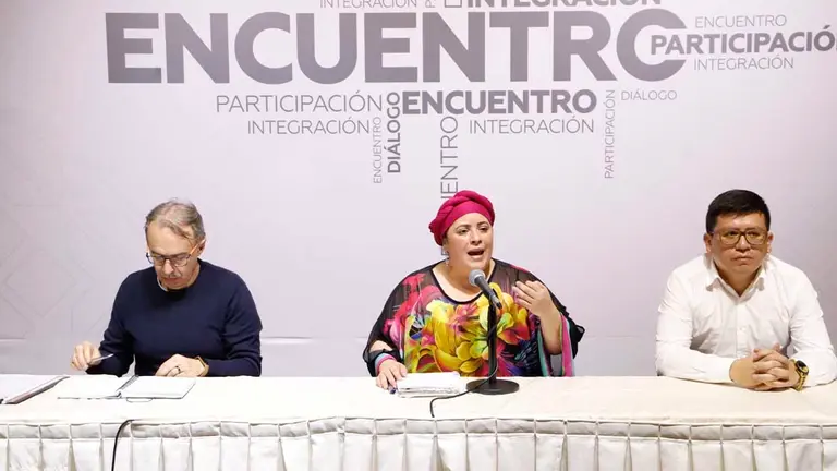 Autoridades de Estado tras el encuentro en Cochabamba. APG