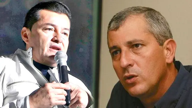 El alcalde de Santa Cruz Jhonny Fern&aacute;ndez (i) el exministro Branko Marinkovic (d). Archivo y gentileza de El Deber