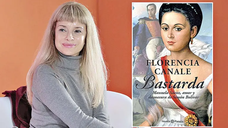 La escritora Florencia Canale junto a su libro &ldquo;Bastarda&rdquo;.  INFOBAE