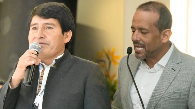 Luis Fernando Camacho, gobernador de Santa Cruz y Dami&aacute;n Condori, gobernador de Chuquisaca./ ARCHIVO y Gentileza La Voz de Tarija