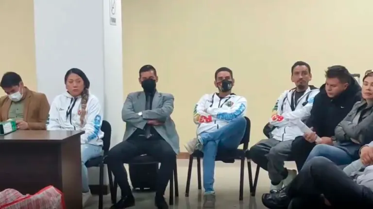 Miembros de la RJC a la espera de su juicio en Sucre. Captura Correo del Sur