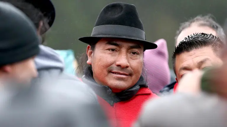 El presidente de la Confederación de Nacionalidades Indígenas del Ecuador (Conaie), Leonidas Iza, en una fotografía de archivo. EFE