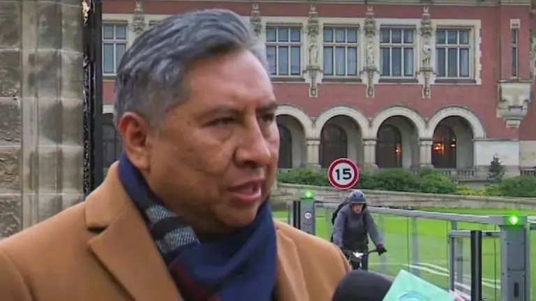 El canciller Rogelio Mayta luego del fallo de la CIJ. CAPTURA DE VIDEO