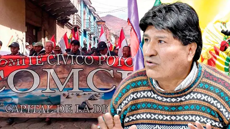 Una marcha de Comcipo (i), el l&iacute;der del MAS, Evo Morales (d) ARCHIVO
