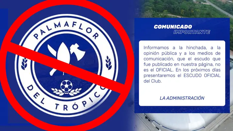 La imagen del escudo junto a un estadio en el Chapare y el comunicado. Archivo