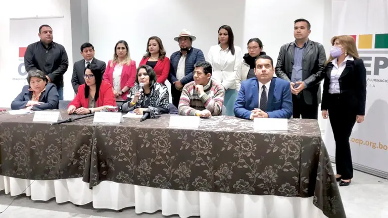 El encuentro de autoridades del &Oacute;rgano Electoral Plurinacional, este 7 de diciembre. MELISSA REVOLLO