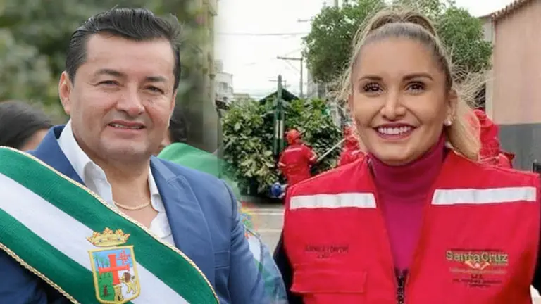 El alcalde Jhonny Fern&aacute;ndez y Andrea Forfori, modelo que ejerci&oacute; como directora del Jard&iacute;n Bot&aacute;nico de Santa Cruz. COMPOSICI&Oacute;N DE OPINI&Oacute;N